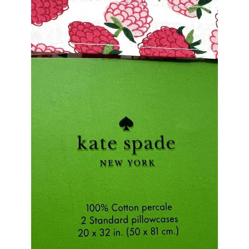 Kate Spade New York Raspberries Standard Pillow Cases NIP 100% Cotton *READ*